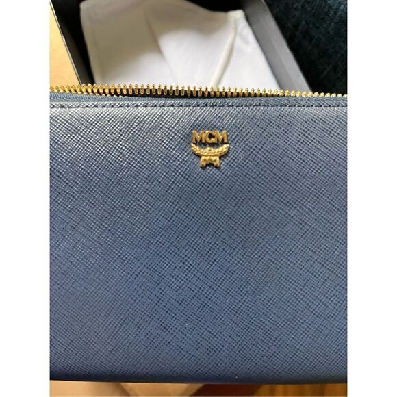 MCM Long Blue Zip Wallet with Dustbag and box. - Picture 8 of 11